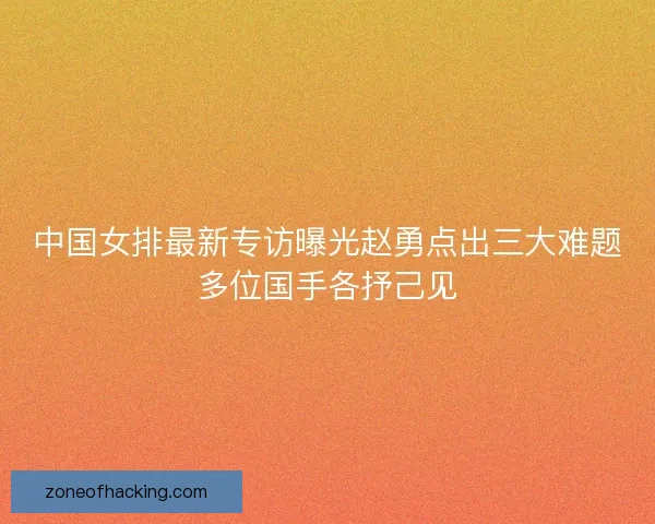 中国女排最新专访曝光赵勇点出三大难题多位国手各抒己见